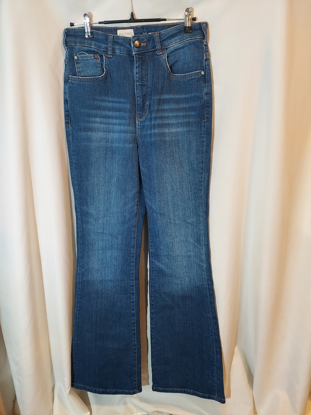 Pilcro Anthropologie High Rise Flare Jeans Blue Wash 29